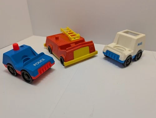 Fisher Price Little People Vehicles, Lot of 3, Vintage, Fire, Police, Ambulance