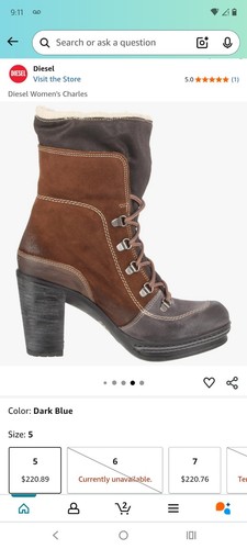 Botas Charles Diesel con cordones tacón bloque - detalles de mezclilla talla 37 - Imagen 17 de 17