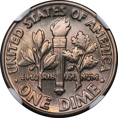 1981 D Roosevelt Dime NGC MS67+ FT / FB (Full Bands) Toned With QA