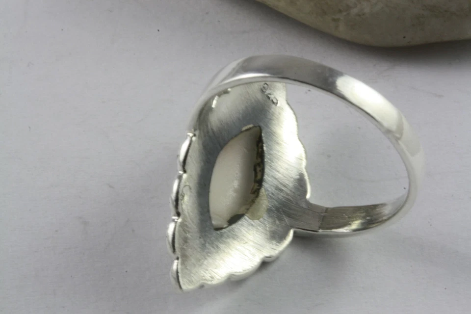 Anello In Argento 925 Con Pietra Lunare E Marcasite Da Donna / 114 - Immagine 4 di 4