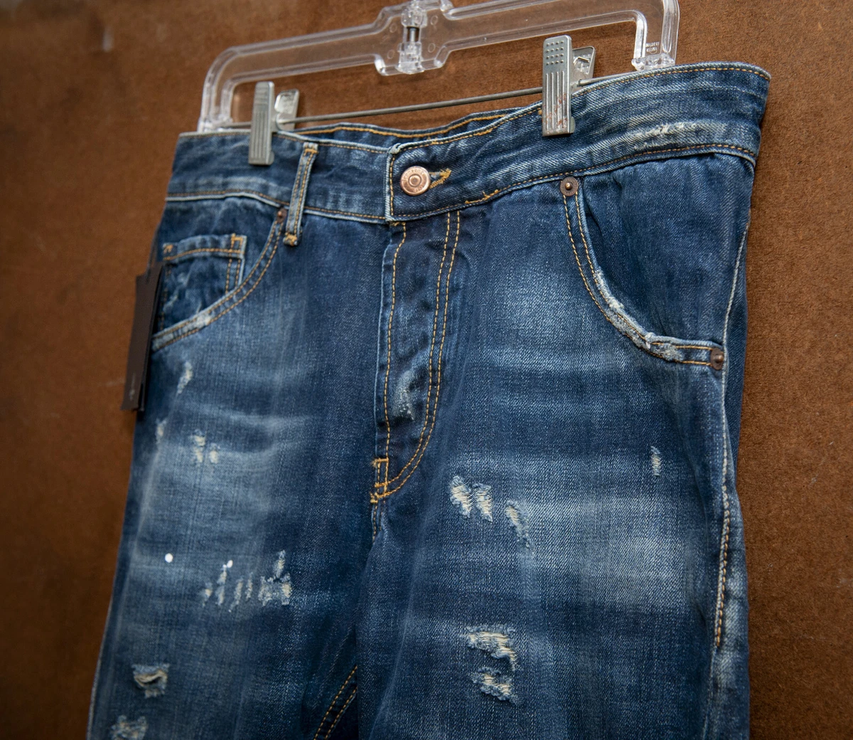 Jeanseng Men Jeans Golden Edition size 32 Cropped Slim Faded Italy