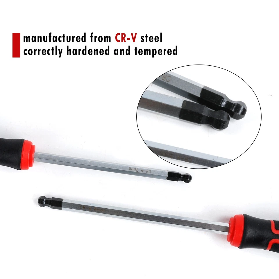 6pc Professional Hex Allen Key Wrench Ball End Screwdriver Set: H3,4,5,6,7,8mm - Image 4 of 4