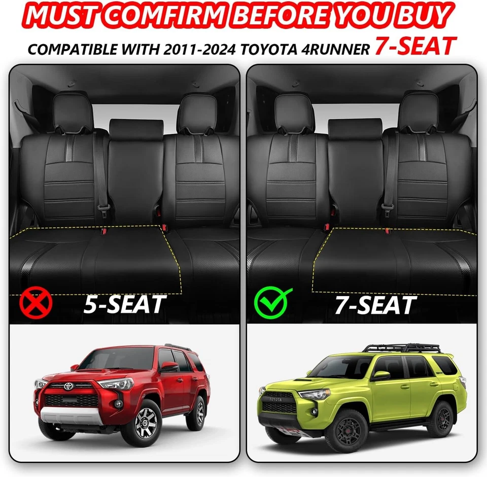 For 2011-2024 Toyota 4Runner 7 Seats Seat Covers Seat Leather Covers Protector Foto 3 de 4