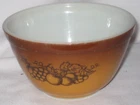 Vintage Pyrex Old Orchard Brown Fruit 401 1 1/2 Pint Mixing Bowl - Pre-Owned