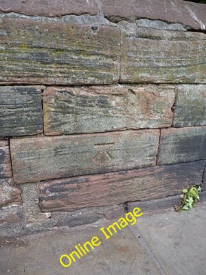 Photo 6x4 OS benchmark - Chester, King Charles' tower OS cutmark in the b c2013