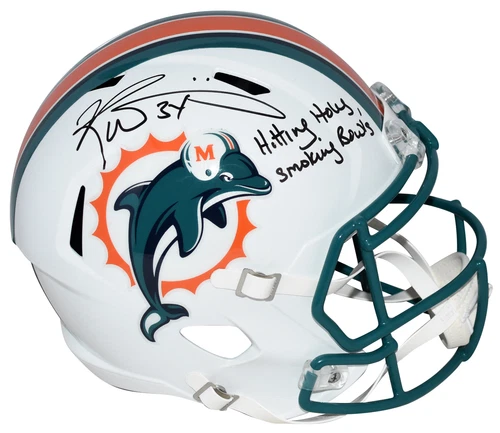 RICKY WILLIAMS SIGNED MIAMI DOLPHINS FULL SIZE SPEED HELMET W/ SMOKING BOWLS
