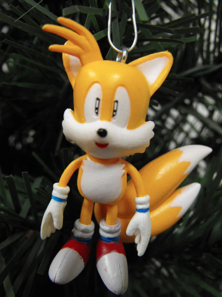 Juego de 6 adornos de árbol de Navidad Sonic con colas, nudillos, Sonic Amy y Foto 4 de 4