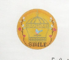EyeCandy Needleart Smile Bird Cage Ornament Handpainted Needlepoint Canvas