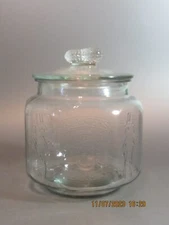 Vintage Planters Mr. Peanut Pennant 5 Cent Glass Store Counter Jar w Peanut Lid