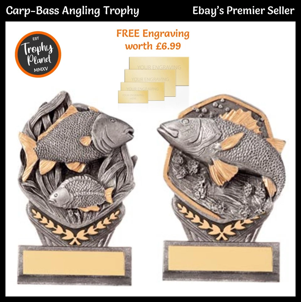 TROPHY PLANET FISHING TROPHY - Angeln Karpfen, Barsch Auszeichnung / Pokale, GRATIS Gravur