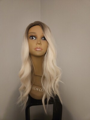 SUPER CUTE PLATINUM BLONDE BODY WAVE LONG HAIR WIG 