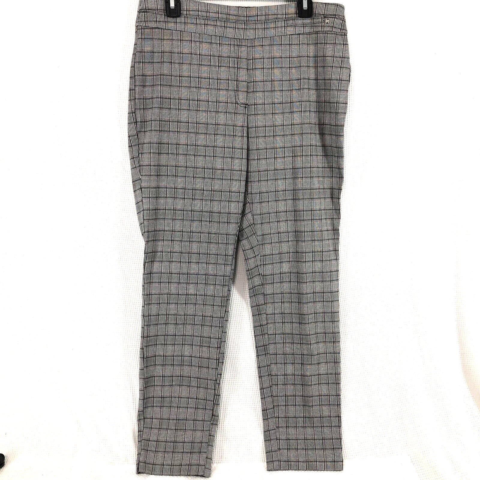 business leggings L black grey red houndstooth plaid  straight