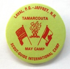 1980 s BOY SCOUTS TAMACOUTA Scout Guide Camp Made in Canada pinback button ^