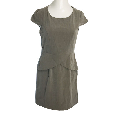 Emma & Michelle Classy Sheath Dress ~ Sz 6 ~ Gray ~ Knee Length ~ Cap Sleeve