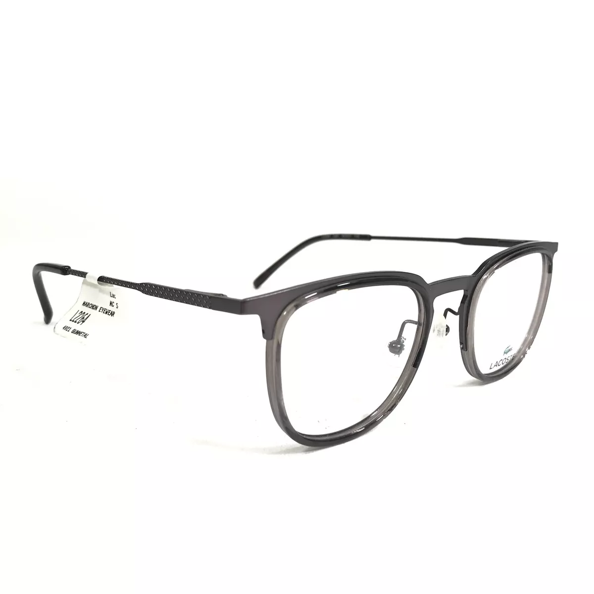 Lacoste Eyeglasses Frames L2264 024 Gunmetal Clear Brown Square 49