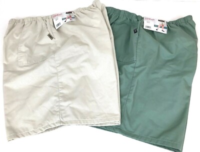 CHIC Lot Chino Elastic Stretch Shorts Womens 24W Khaki Solids Green Ivory  NWT