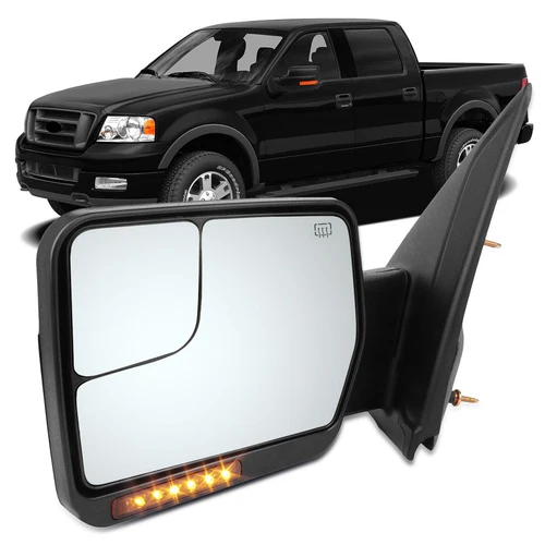 Driver Side Tow Mirror Black Power+Head Signal Puddle Light For 04-14 Ford F150