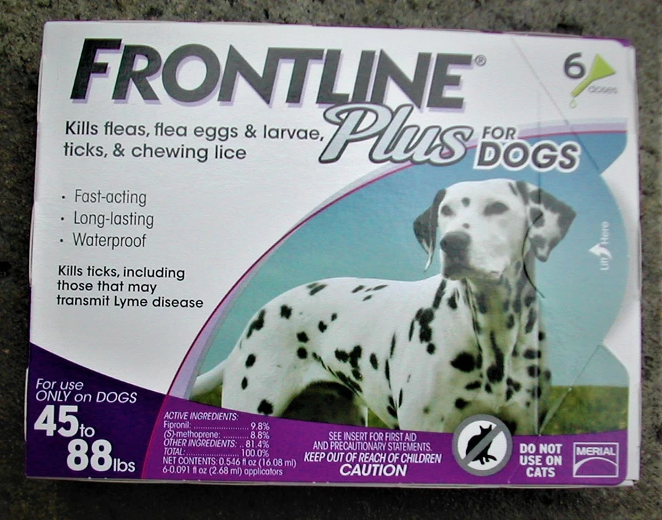 Frontline Plus for Dogs 45 - 88 lbs 6 pack 100% Genuine U.S EPA Approve