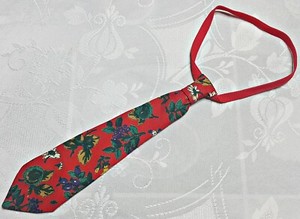 VINTAGE AUTHENTIC FLORAL ART RED BABY NECK TIE