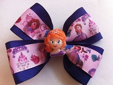 Girls Hair Bow 4" Wide Sofia the First Royal Purple Grosgrain Alligator Clip #2