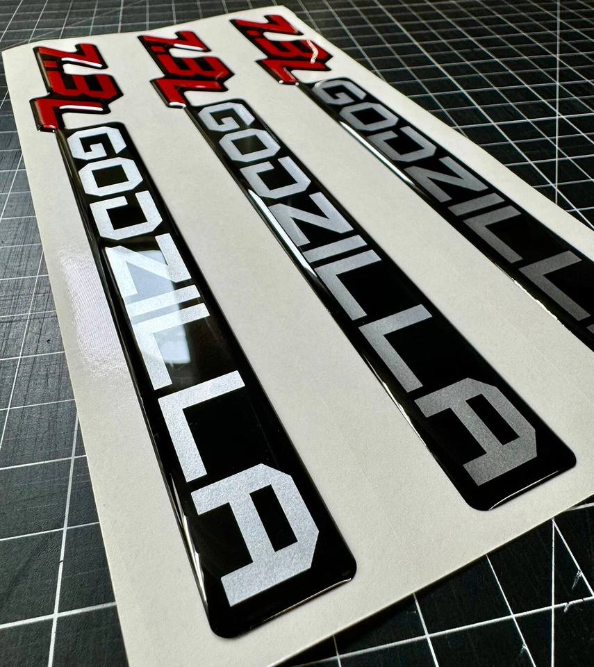 (3) Insignia GODZILLA 7,3 L recubierta de gel Ford Super Duty Tremor F250 rojo plata negro 3M Foto 3 de 3