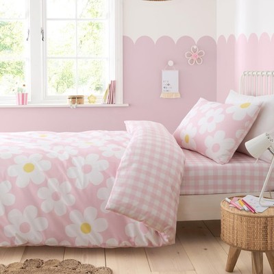 Bedlam - Rosa Blumen Bettbezug Set - Doppelgröße (200 x Doppelbett, 