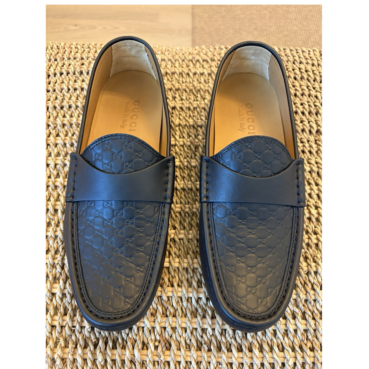Gucci Black Leather Men\'s Slip-On Loafers Gucci 750304 AACBM 1000 Black Horse Calf-Skin Leather  main image 4