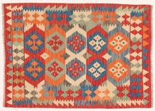 Tappeto kilim afgano Maimana 100x150 tessuto a mano colorato geometrico fatto a mano z