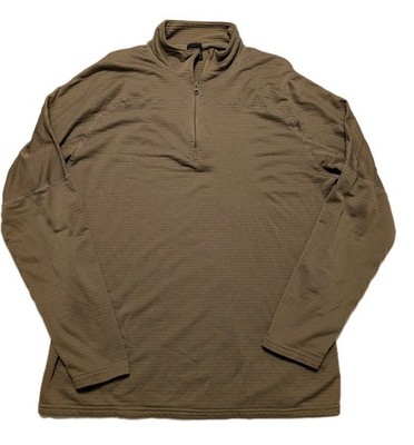 Massif Mens Long Sleeve 1/4 Zip Pullover Waffle Fleece Size XL Polartec Brown