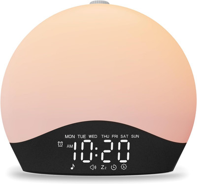 Sunrise Alarm Clock White Noise Sound Machine 25 Soothing Sounds 17 Night Lights