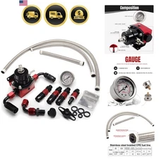 EFI Kit 0-100psi Fuel Pressure Regulator Gauge Line Fitting Universal Adjustable