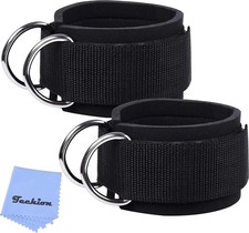 1 Pair of Fitness Ankle Straps for Cable Machine - Double D-Ring, Adjustable ...