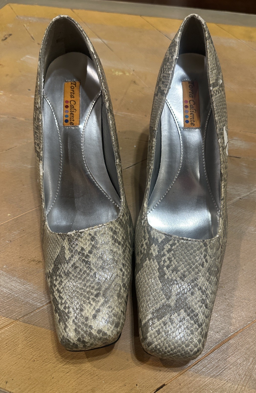 Torta Caliente Python Embossed Pumps-Square Toe-b… - image 1