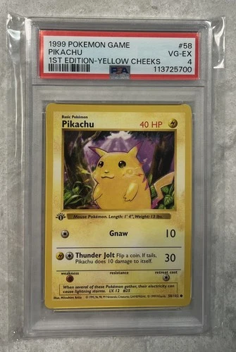 1999 POKEMON GAME #58 PIKACHU 1ST EDITION-YELLOW CHEEKS PSA 4
