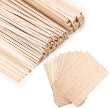 150 Pieces Balsa Wood Sticks Hardwood Square Wooden Craft Dowel Rods Unfinished