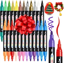 TBC the Best Crafts 24 Colors Dual Tip Acrylic Paint Markers,Waterproof, Non-Tox