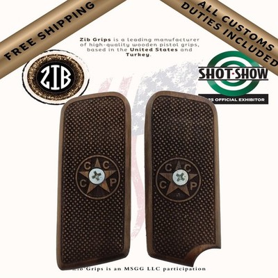 ZIB Grips for Tokarev TT-33  Carved Beech Grip Panels CCCP Star Unslipped Patern