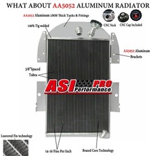 3 Row Aluminum Radiator Fit 1934-36 Chevy Pickup Trucks 6cyl V8 Conversion 3 Row Aluminum Radiator Fit 1934-36 Chevy Pickup Trucks 6cyl V8 Conversion