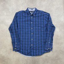 Tommy Hilfiger Button Down Shirt Mens Large Plaid Long Sleeve, Blue