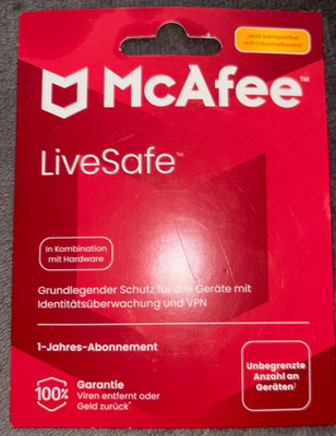 McAfee Live Safe 2024/2025    Unlimited/ Unbegrenzt PC/Geräte 1 Jahr   NEU
