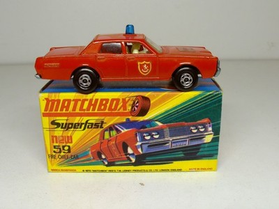 Matchbox Superfast Nr. 59 Mercury Fire Chief Car rot guter Zustand Modell OVP