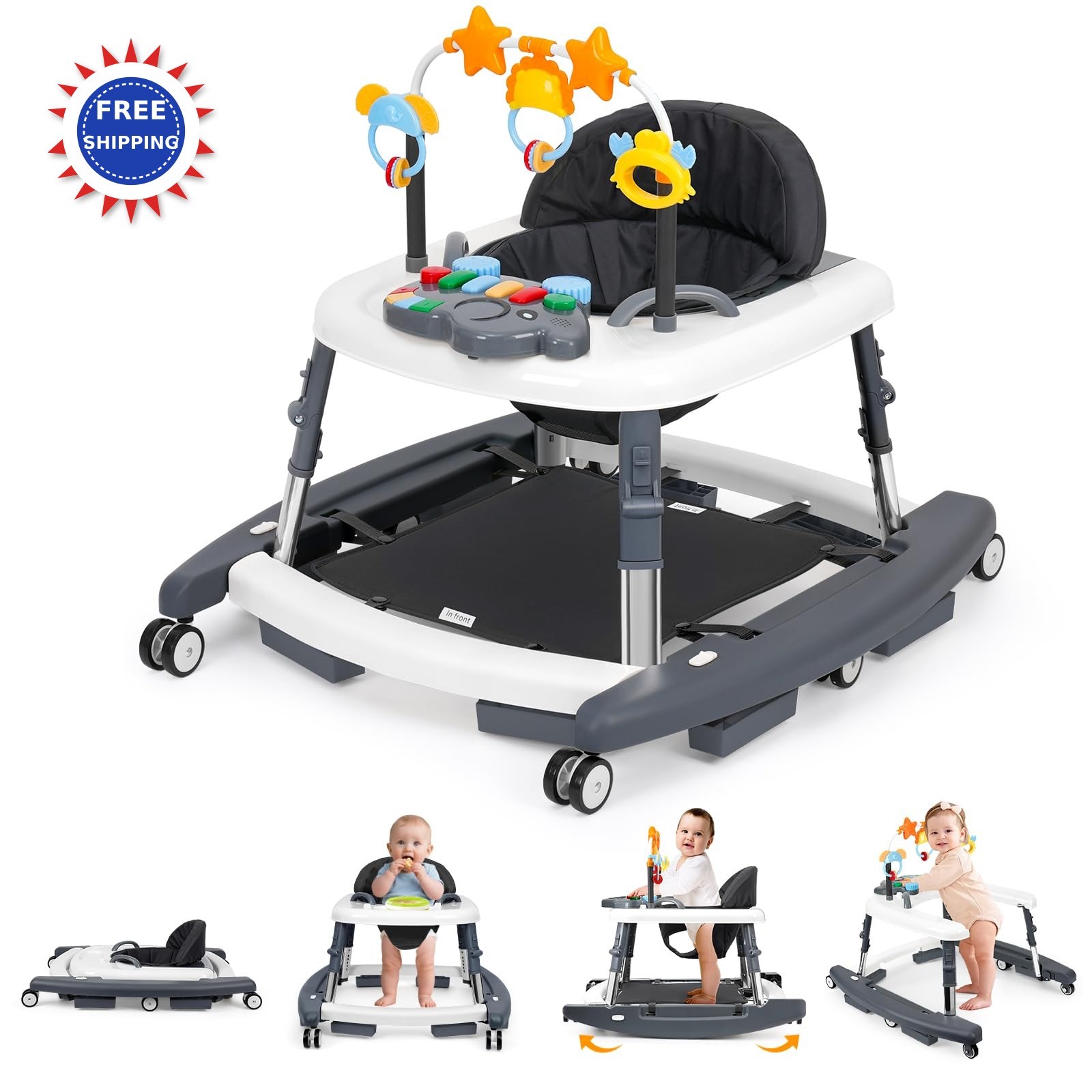 Wolfcode 5-in-1 Music and Lights Baby Walker Foldable with A