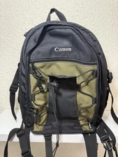 Canon Deluxe Camera Photo Backpack Black / Olive Green Nylon Bag 200EG Excellent