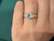 925 Sterling Silver Ring With Blue Stone, Size 7.5