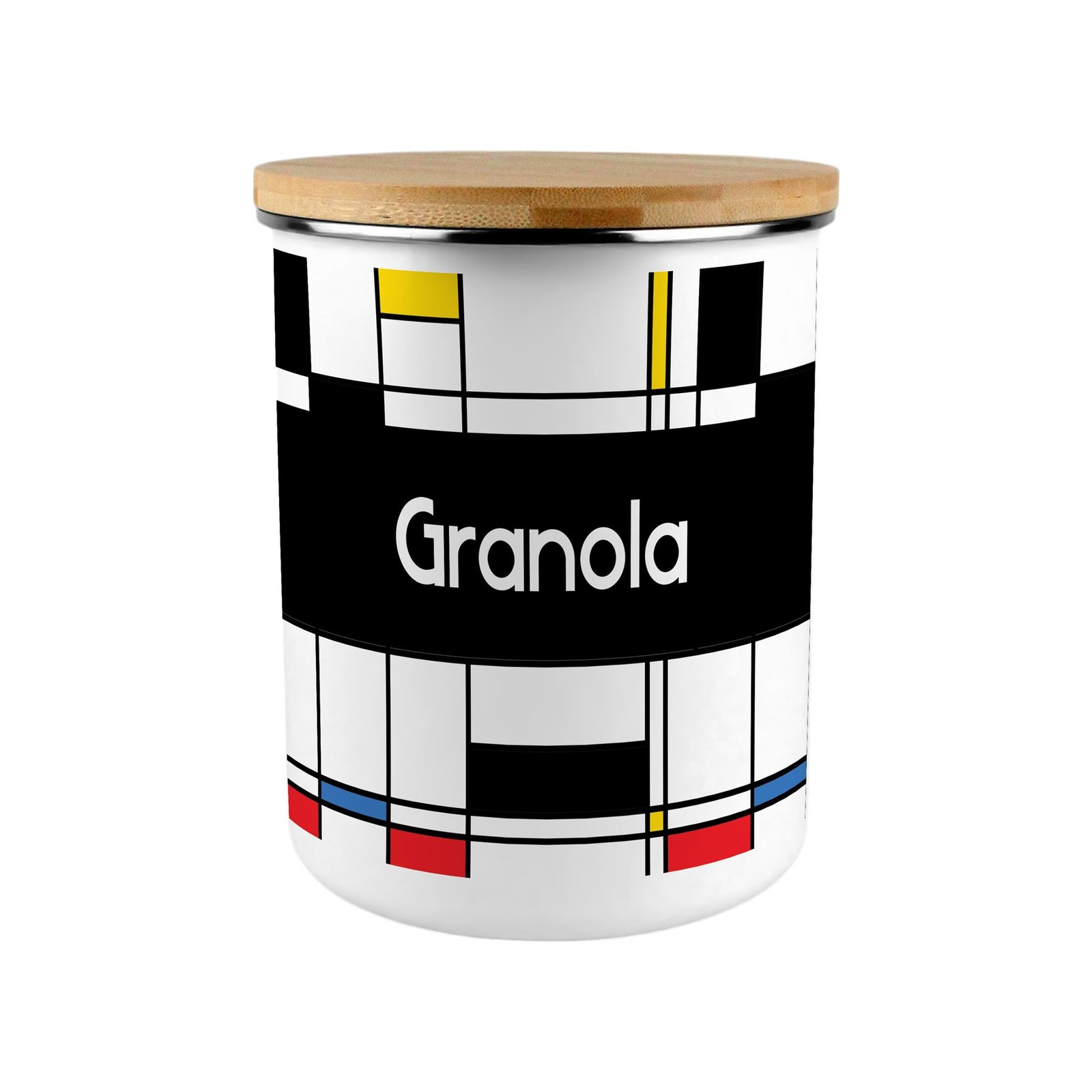 Retro Granola Canister - Art Deco 2.7L X-Large Enamel Kitchen Storage Tin