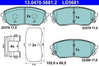 Bremsbelagsatz Scheibenbremse ATE Ceramic 13.0470-5681.2 FüR Hyundai Santa FE 4