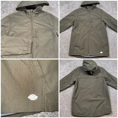 Dickies Mens Small Ripstop Vented Olive Green Lightweight Hooded Jacket NEW
