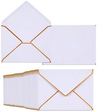50 Pack A7 Envelopes White 5 x 7 with Gold Border 5.32x7.28 ,