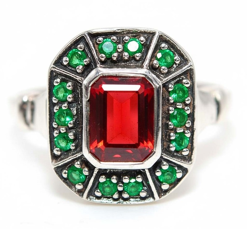 3CT Fire Garnet 925 Sterling Silver Filigree Ring Sz 8 F9-7