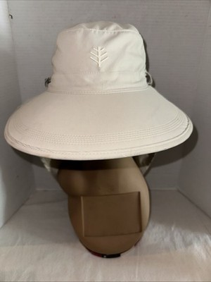 Coolibar All Sport Hat Adjustable Built in Neck Shade Flap Beige Long Bill Brim
